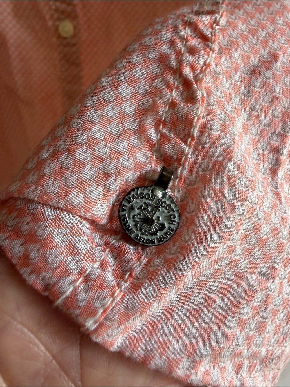 MAISON SCOTCH La Femme Selon Marie Peach Gingham Button Down - Picture 5 of 7